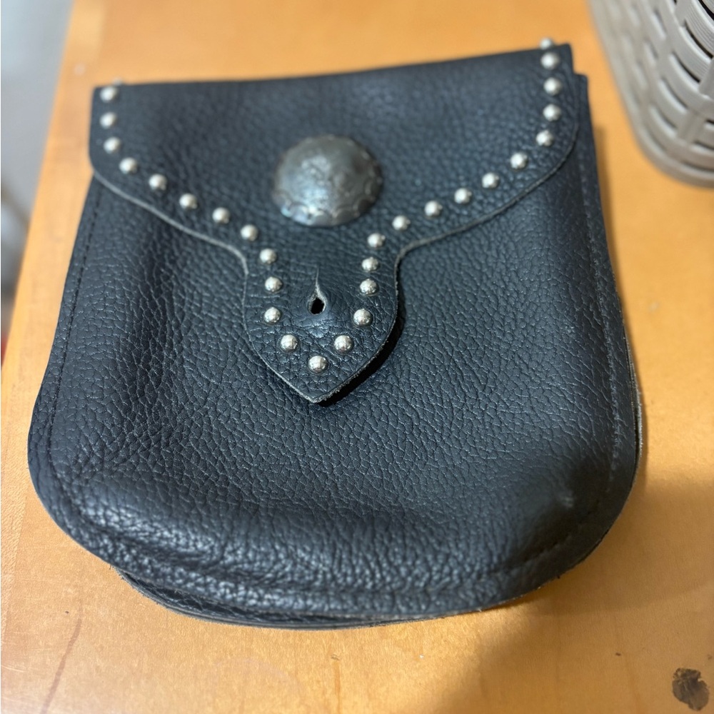 Vintage Leather Studded Belt Bag